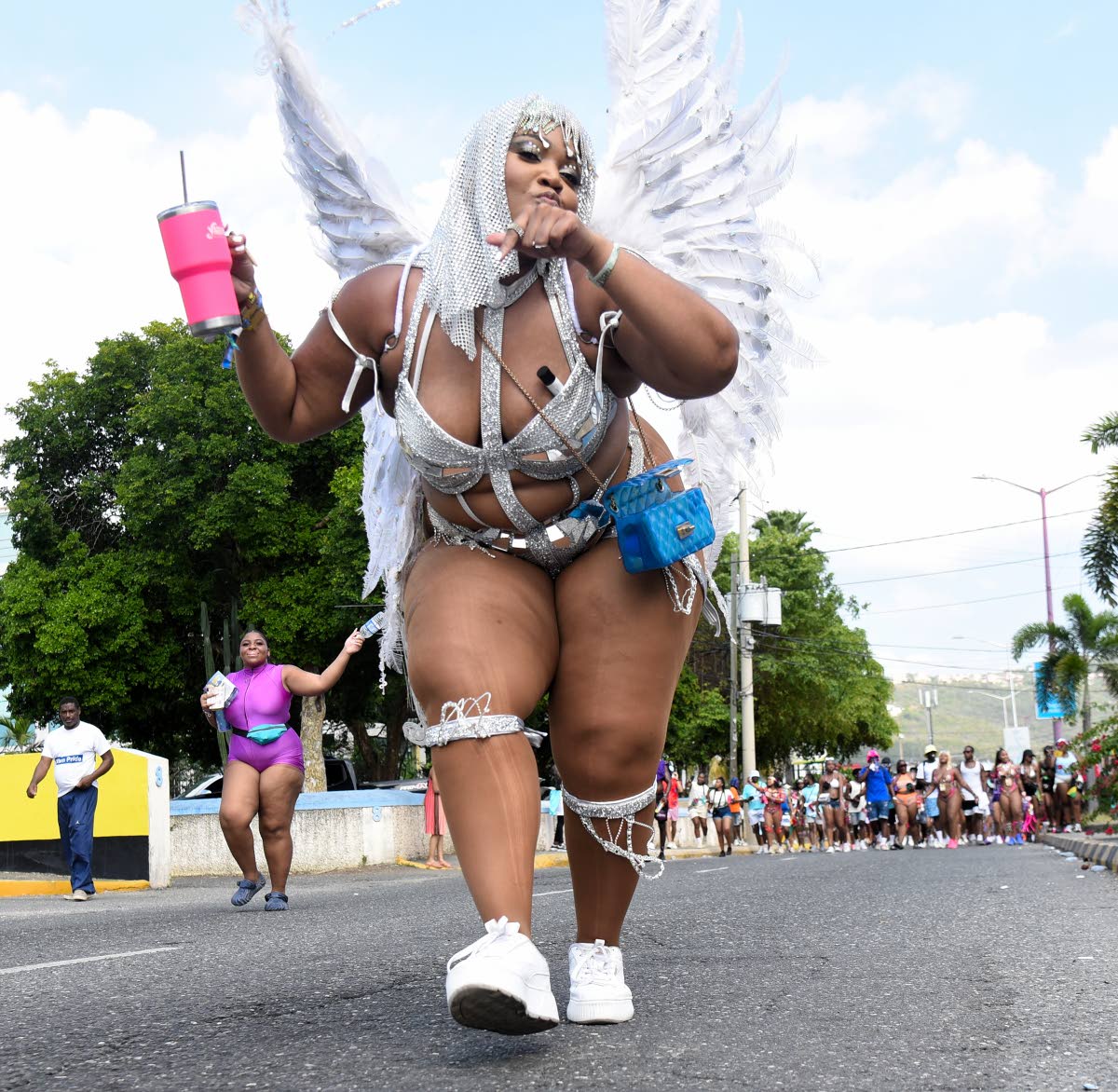 A Yard Mas reveller during the band’s Road March on Sunday. 