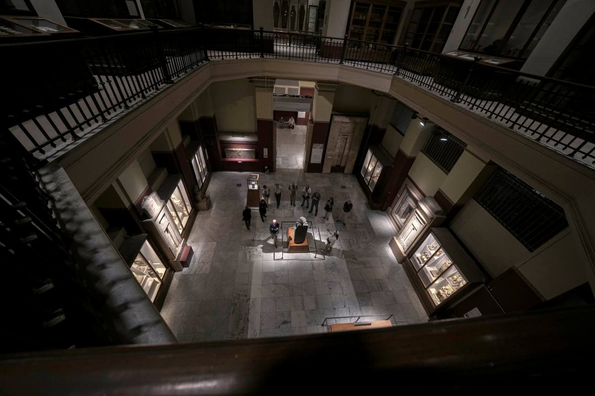Tourists visit the Egyptian museum in Cairo, Egypt.