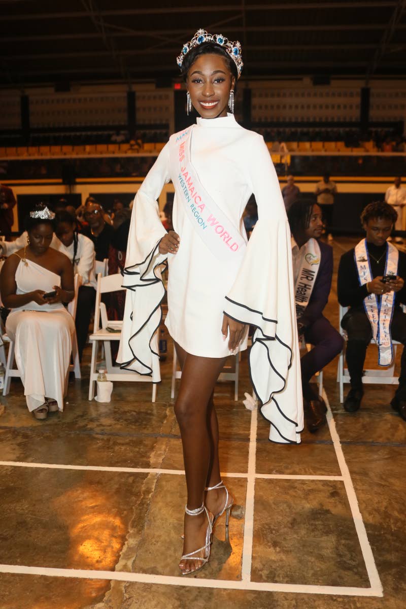 Miss Jamaica World Western 2025 Shanté Jarrett is poised to perfection, showing her support for the ladies of the eastern region.  