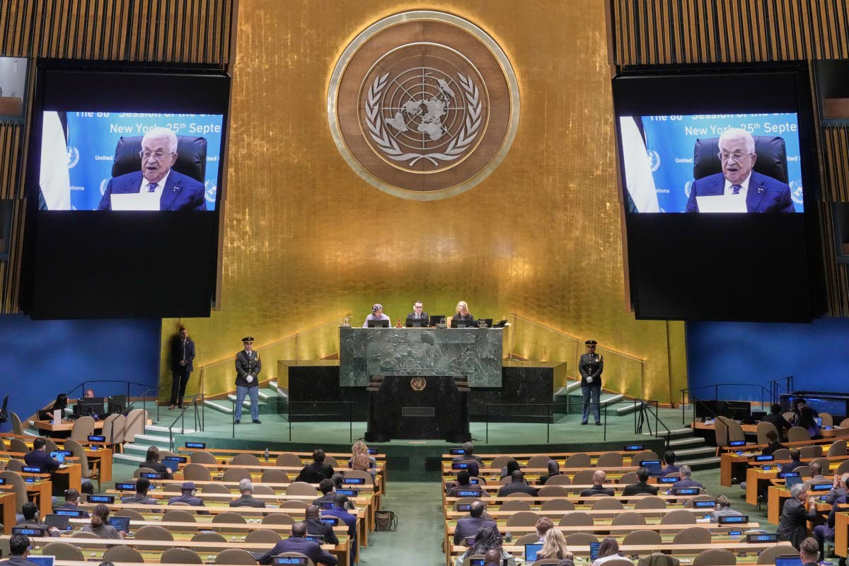 Palestinian President Mahmoud Abbas addresses the 80th session of the United Nations General Assembly via video.
