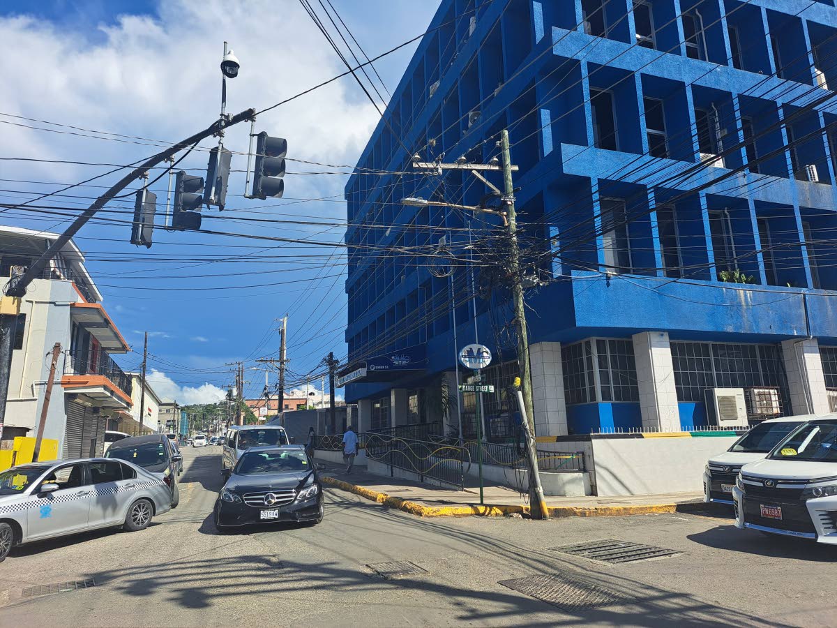 A section of the roadway outside the St James Municipal Corporation building in downtown Montego Bay, where taxi operators have taken to parking their vehicles.