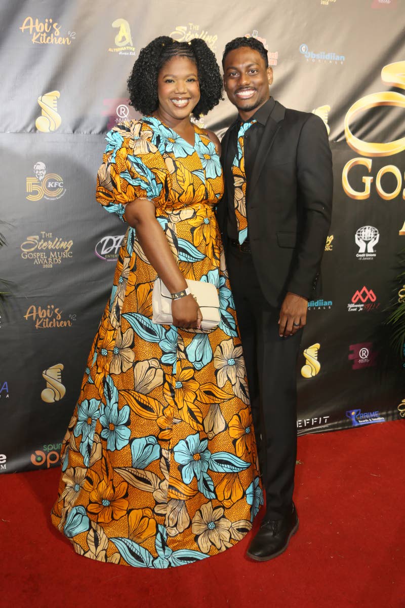 Dr Xaundre Mohansingh matched his wife Zhara-Marie’s dress, pairing a tie patterned from her vibrant floor-length gown with his black suit. 