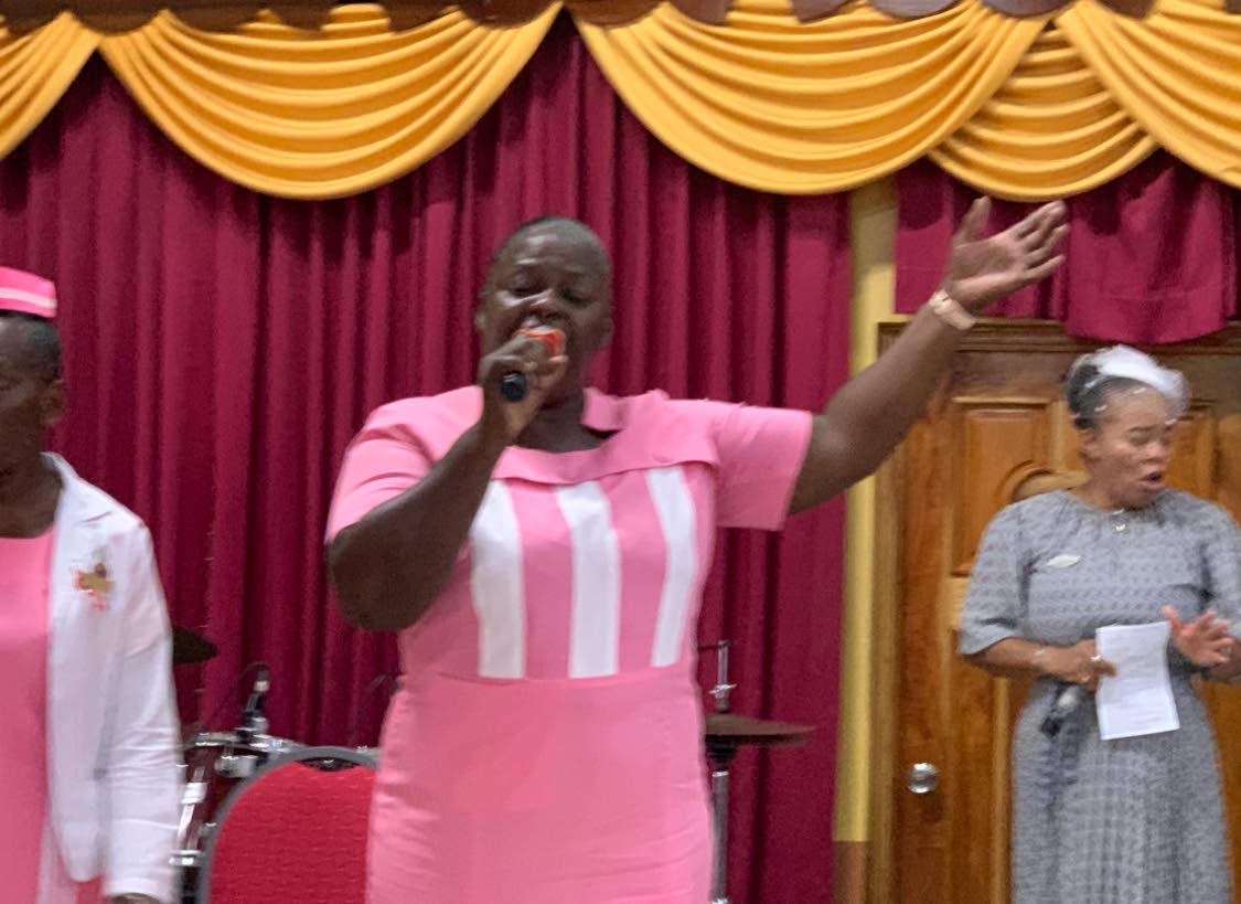 Christine Boarfield giving her powerful testimony.