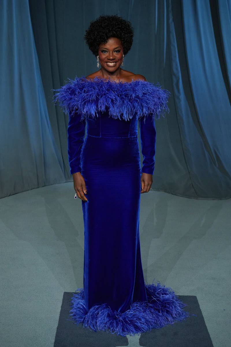 Viola Davis wears radiant blue Gucci.