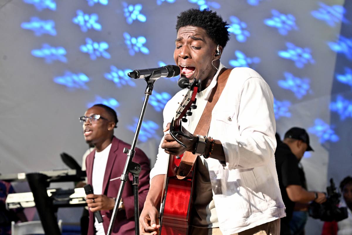 Johnmark Wiggan performs at the Jamaica Credit Union League / Cuna Caribbean Insurance Praise in the Park at Emancipation Park.