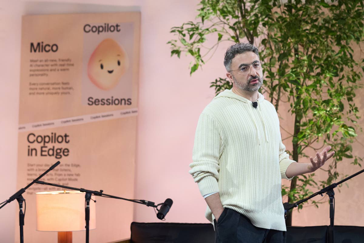 Mustafa Suleyman, CEO of Microsoft AI, introduces Mico, short for Microsoft Integrated Companion, the new Microsoft Copilot, a memory-based AI assistant, during Microsoft’s Fall 2025 Copilot Sessions event on Wednesday, October 22, 2025 in Los Angeles.