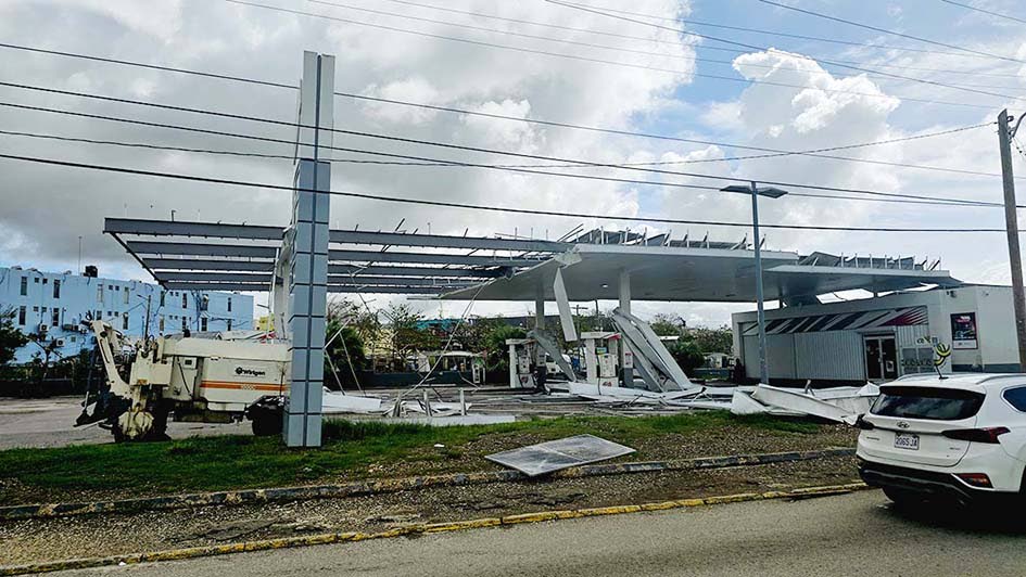 A damaged Rubis service station on Howard Cooke Boulevard in Montego Bay, St James, following Hurricane Melissa. 