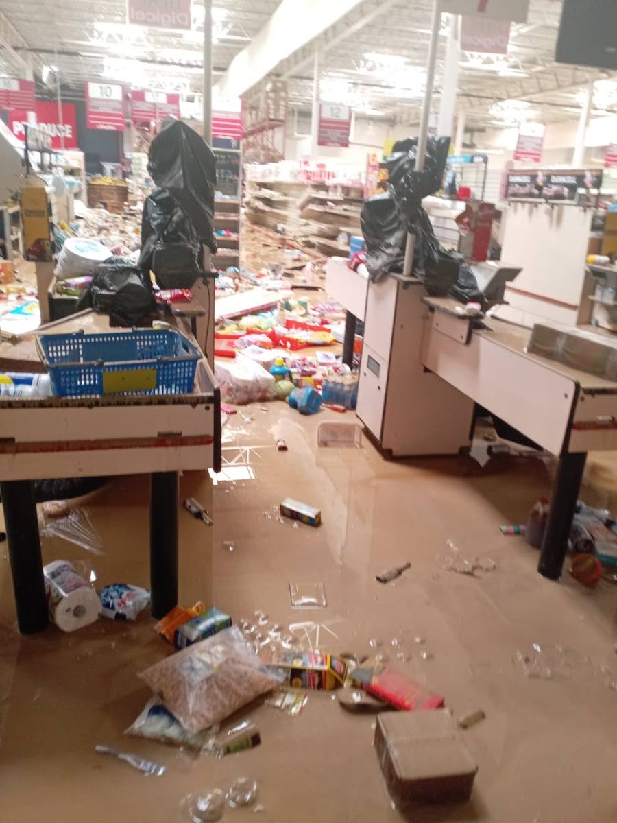 MegaMart Wholesale Club’s damaged Montego Bay store.