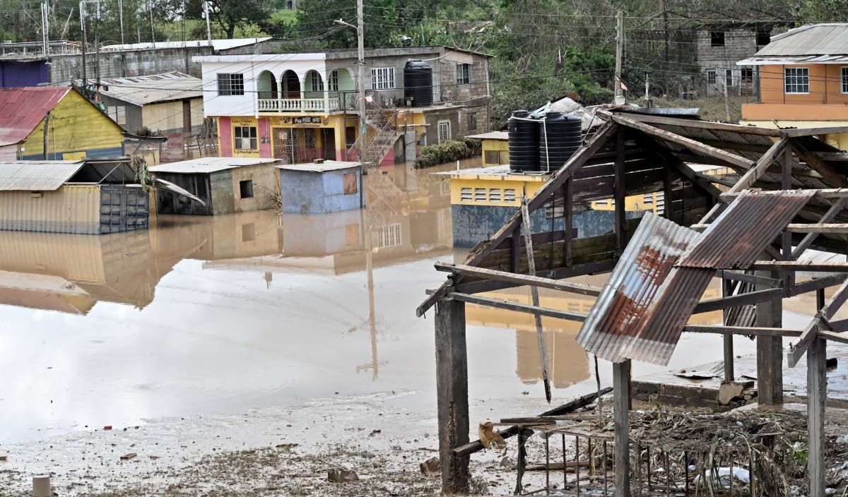 A section of Cave Valley, St Ann, remained submerged on Thursday, two days after the passage of Hurricane Melissa.