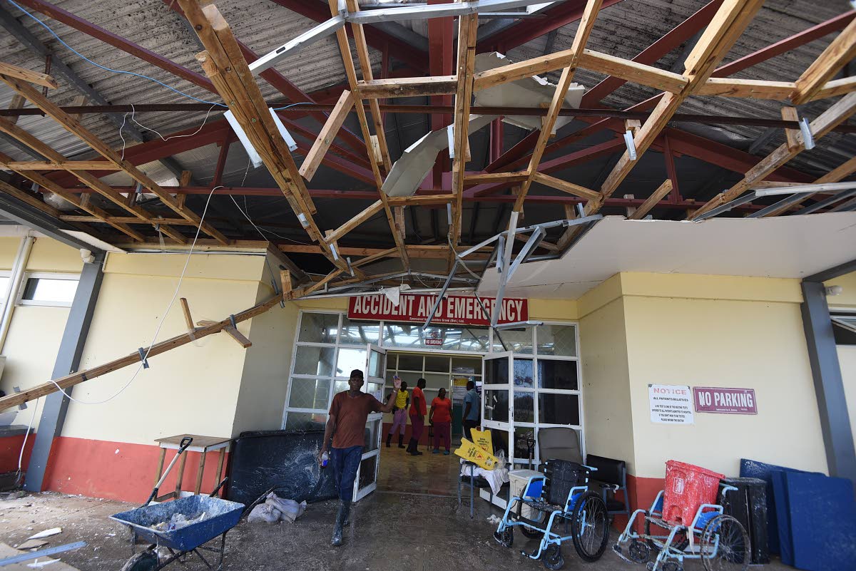 The Accident and Emergency entrance of the Falmouth Hospital in Trelawny was extensively damaged during the passage of Hurricane Melissa.