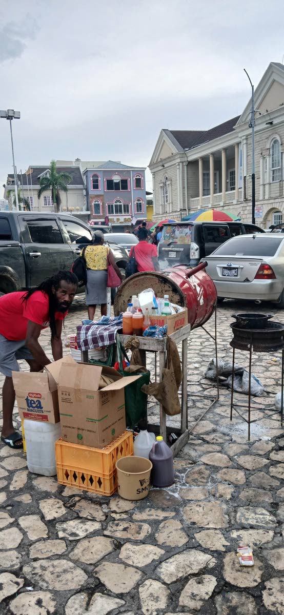 A congested section of Sam Sharpe Square in Montego Bay on Monday evening.