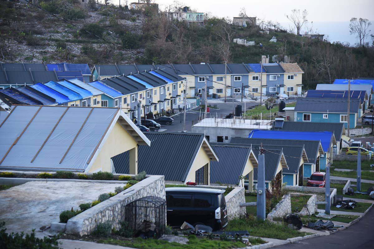 The Edmund Ridge housing scheme in Montego Bay, St James, where most of the roofs were seriously damaged during the passage of Hurricane Melissa.