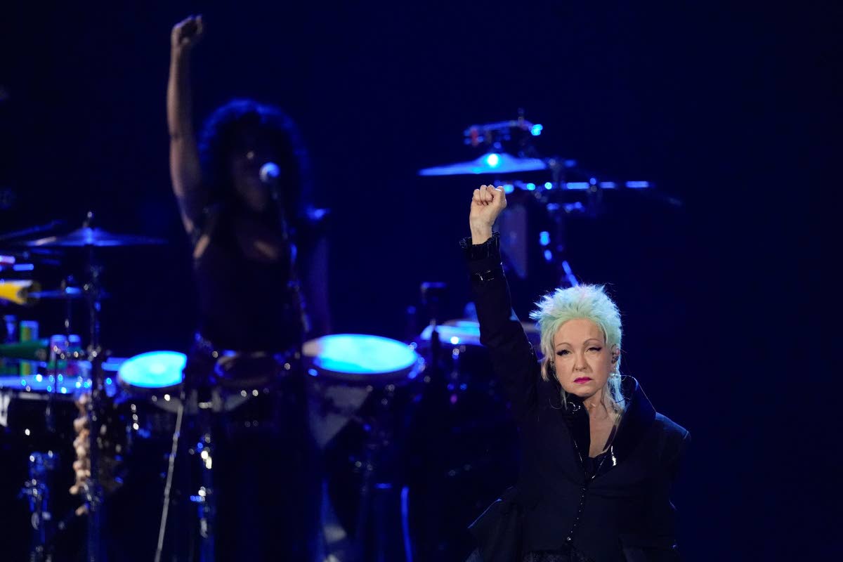 Cyndi Lauper performs during the 2025 Rock and Roll Hall of Fame induction ceremony on Saturday, at L.A. Live in Los Angeles. 
