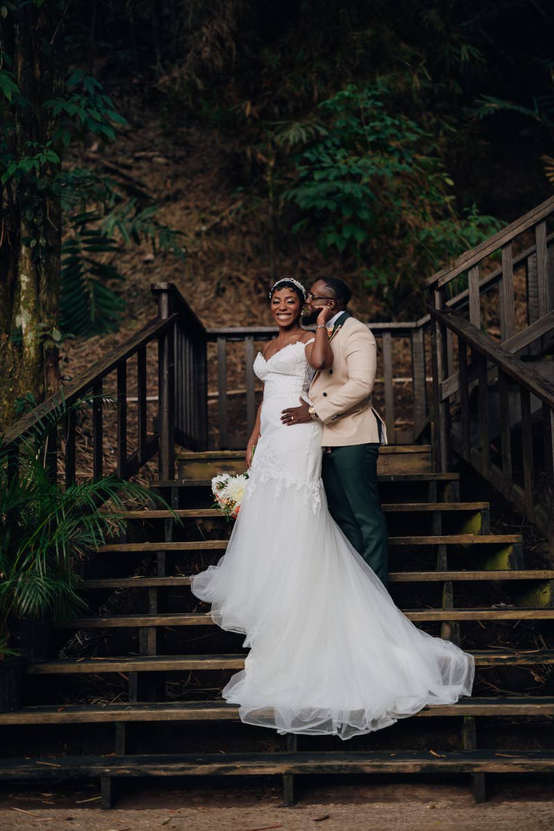 Stepping into forever together, Samantha and Rohan bask in nuptial bliss at the Boone Hall Oasis in Stony Hill on November 8.