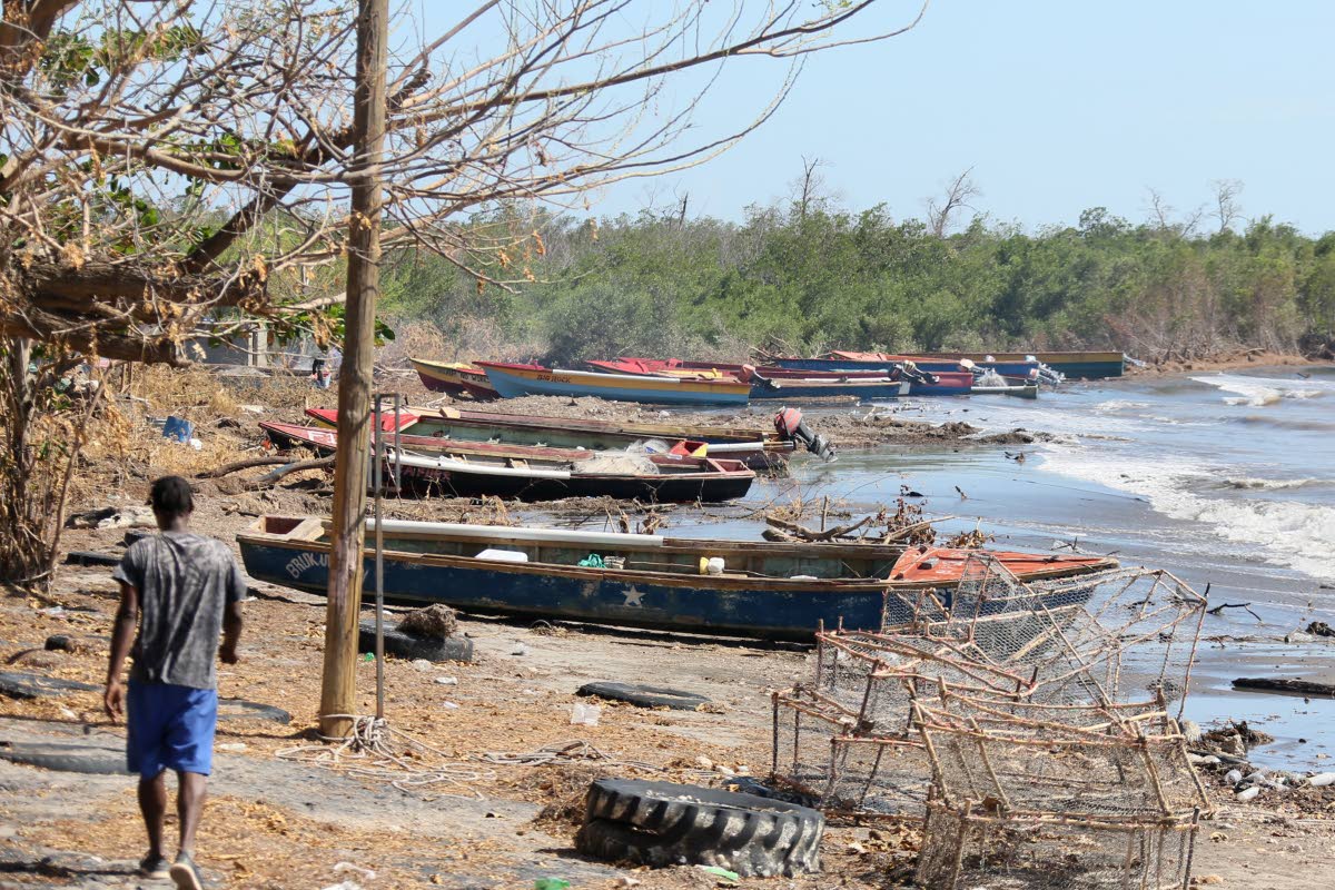 A resident of Farquhar Beach, Clarendon, surveys the shoreline on Sunday after Hurricane Melissa’s storm surge left debris behind.