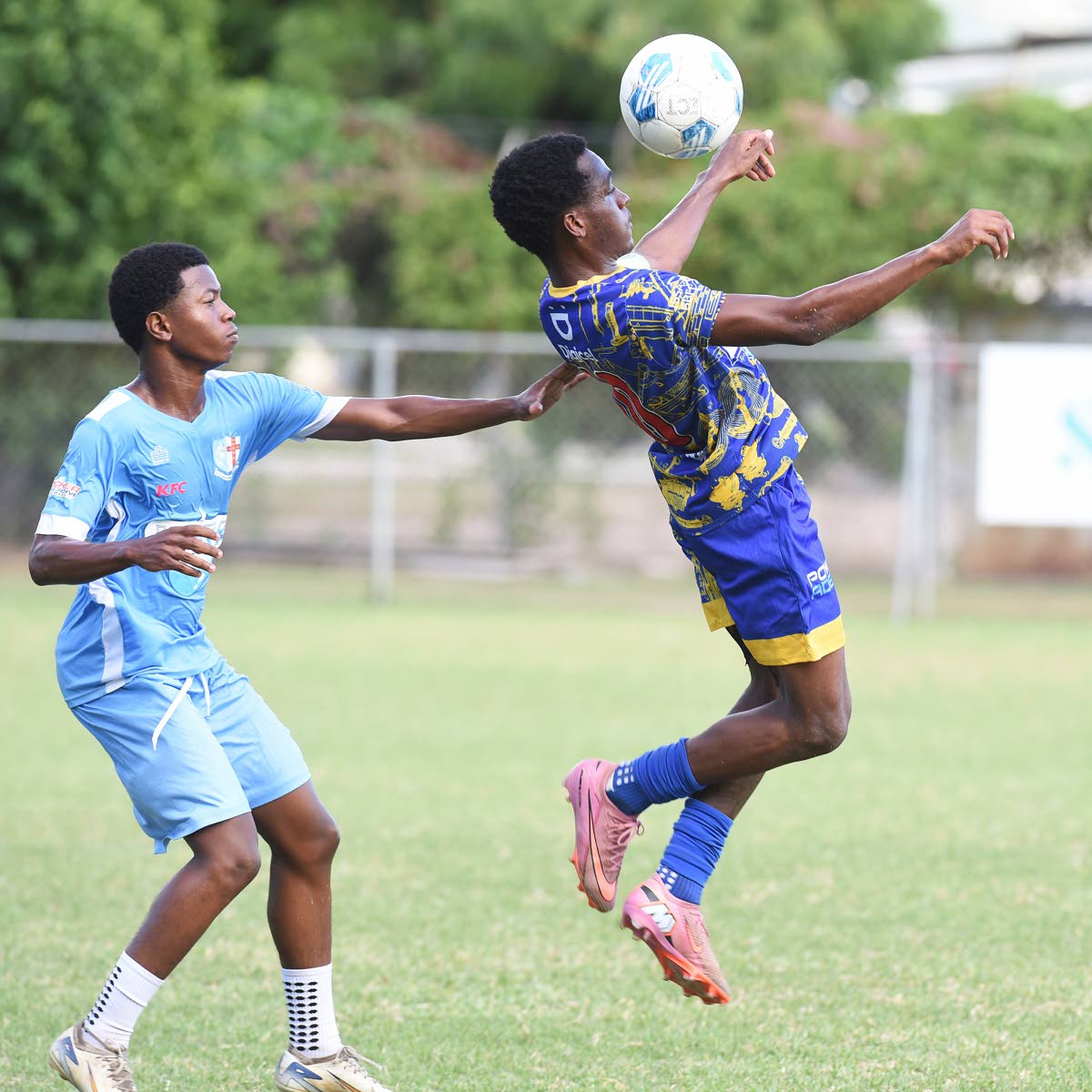 St Elizabeth Technical’s Deandre Barnett (right) 