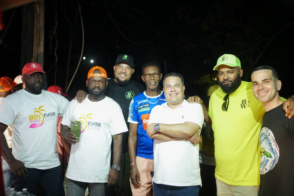 The Best Weekend Ever Foundation team wraps up a full day of giving back in St Ann on Saturday, November 8. From left: Director Jywanza Hall; CEO Dwayne Dacres; Director Andrew Bellamy; Dallas Dickerson; Member of Parliament for North East St Ann, Matthew 