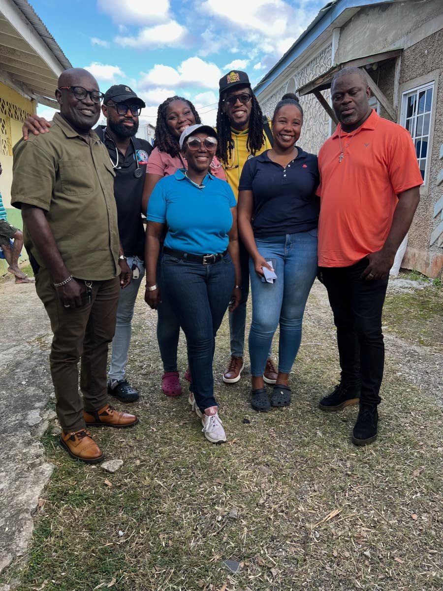 From left: Lucea Mayor Sheridan Samuels, Dr Rashawn Samuels, Dr Sydney Gray (back), Hanover Western Member of Parliament Heatha Miller-Bennett, Dr Aujae Dixon, Dr Abigail Boyd, and Councillor Daren Barnes celebrate a successful medical mission in Askenish,