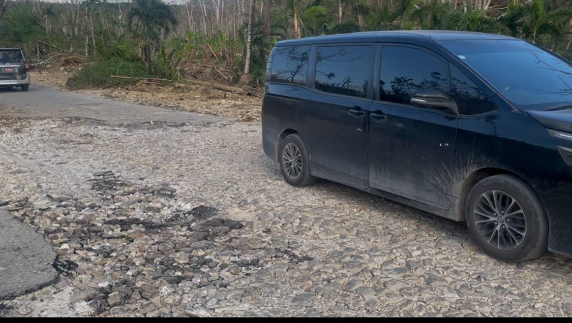 A section of the restored roadway, which was split in two parts.