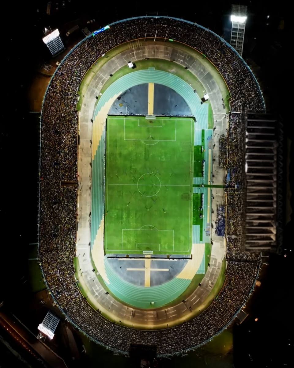 An overhead view of a filled-to-capacity National Stadium during the final Concacaf World Cup Qualifer against Curacao last Tuesday.