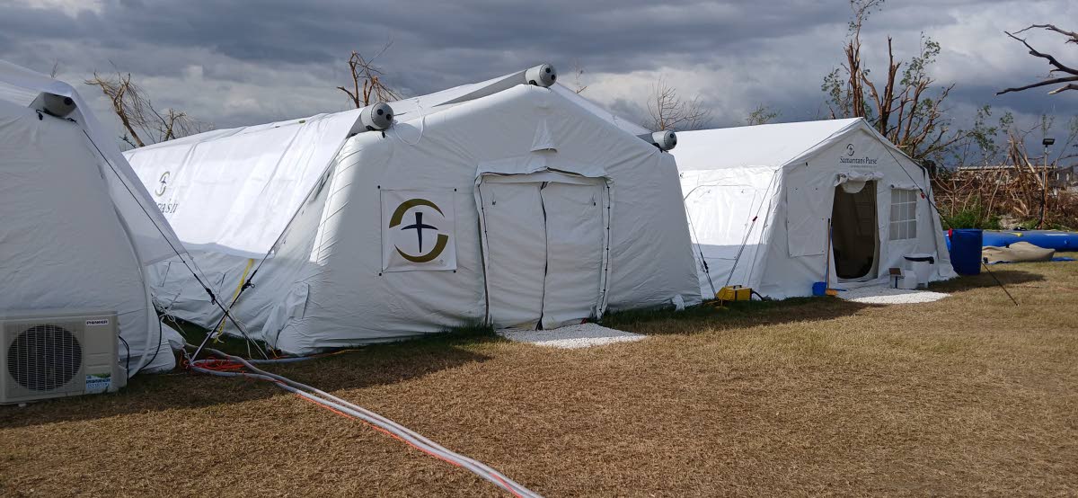 A section of the field hospital established at Black River High School by Samaritan’s Purse. 