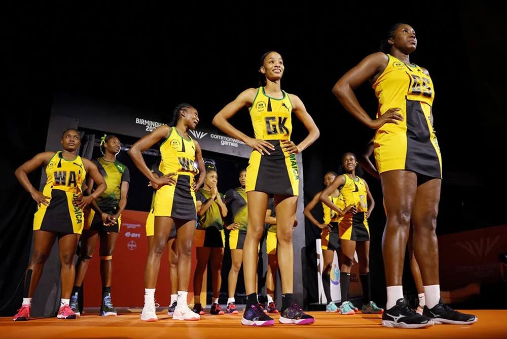 Jamaica’s Sunshine Girls walk onto the court during the netball gold medal match against Australia on day 10 of the 2022 Commonwealth Games in Birmingham, England. 
