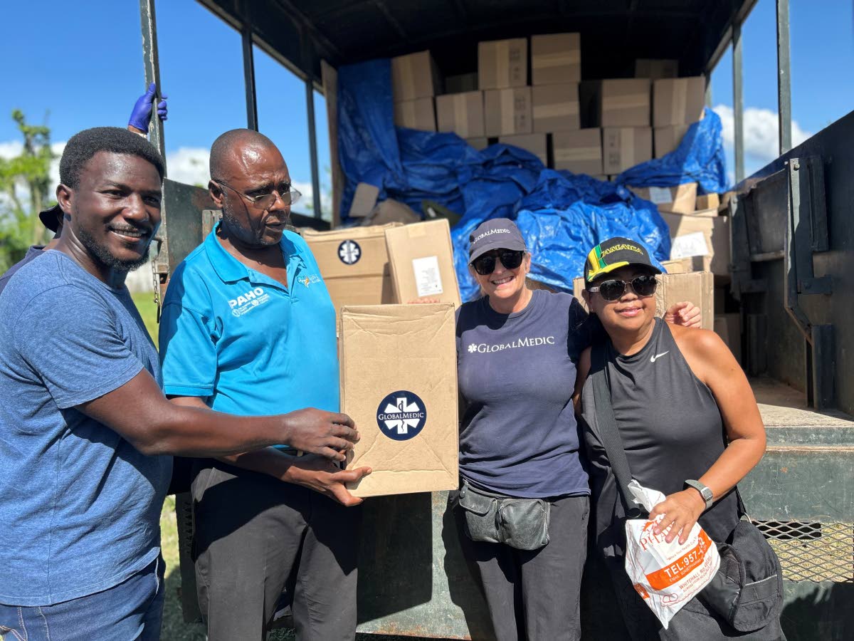 From left: Frome Councillor Lidden Lewis; Westmoreland Health Promotion Officer Gerald Miller; Lori Stross from Global Medic; and Rosa Young, owner of Wavz Beach.