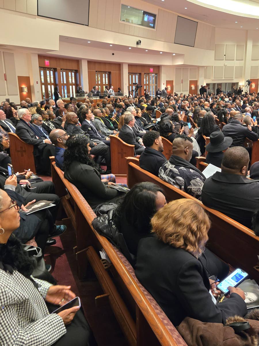 A section of the crowd at yesterday funeral for Alsion Roach-Wilson, Jamaica’s late consul general for New York, held at the Community Baptist Church of Englewood, New Jersey in the United States. 