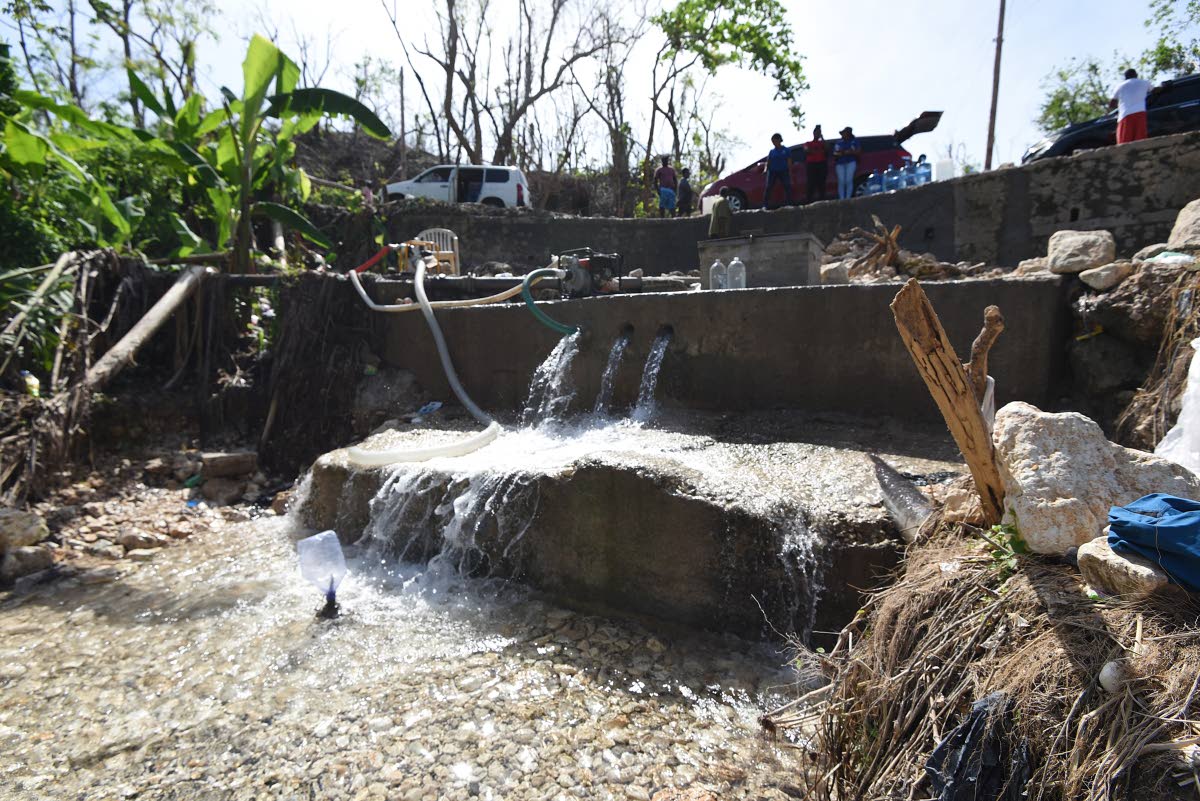 Hundreds of people have turned to bathing, washing and fetching water for domestic use from this Banana Spring roadside catchment in Cornwall Courts in Montego Bay, St James, since the passage of Hurricane Melissa.