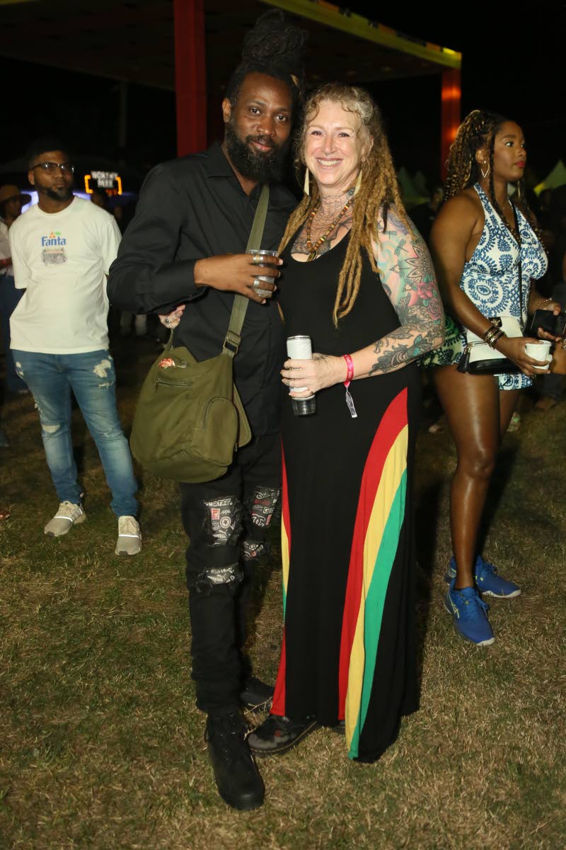 Enjoying the festival’s vibe are Jamaican Creative Masta Bruce and Lioness Llewela from New Zealand.