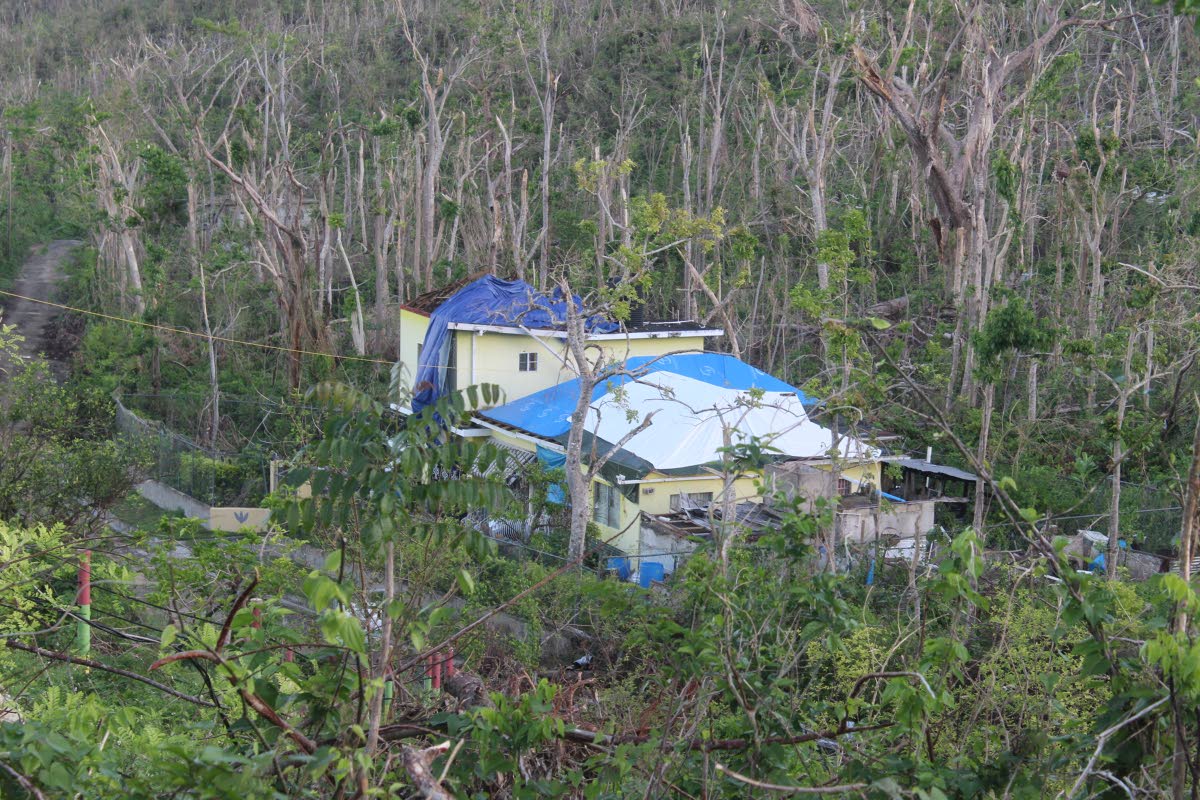 The roof of Haven View Villas and Spa in Bluefields, Westmoreland, severely damaged by Hurricane Melissa.