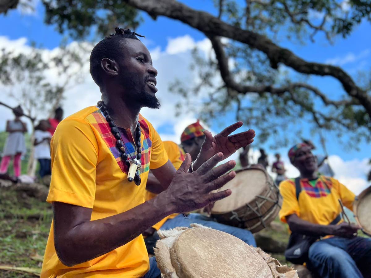 Drummers seen playing at Maroon Festival in Accompong, St Elizabeth.