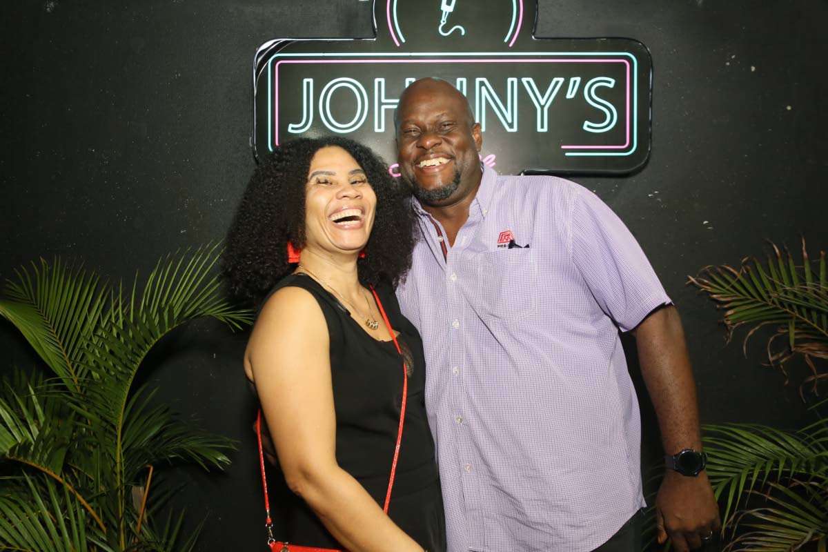 Comedy lovers Shane Grey and his wife Kerry-Ann Lovemore-Grey enjoy the laughs at the Johnny Live 2025 season finale.
