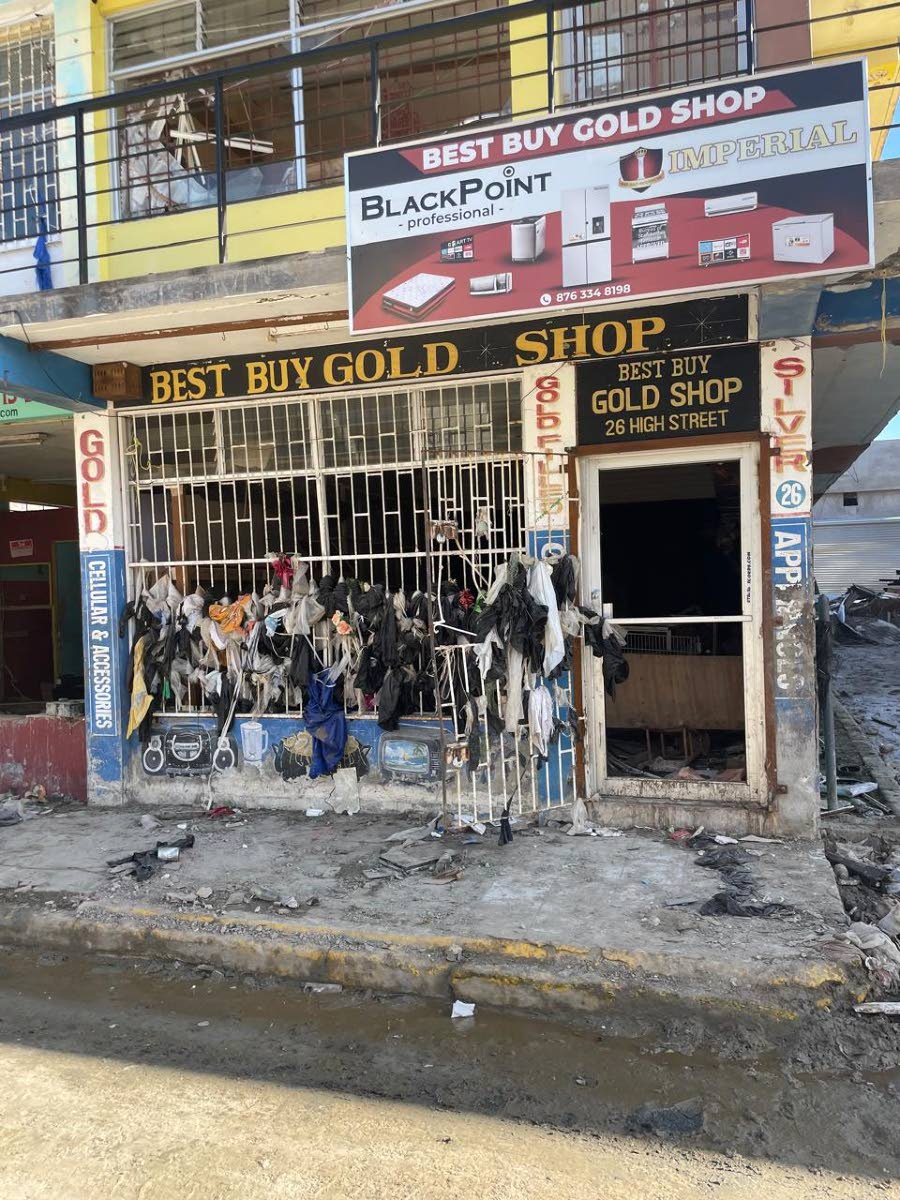Damage to Best Buy Gold Shop caused by Hurricane Melissa