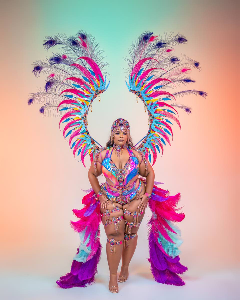 Prizm provides full coverage with a large backpack option designed by Rhion Romany that delivers bold colour play and confident structure, layering radiant jewel tones with dramatic feathered wings