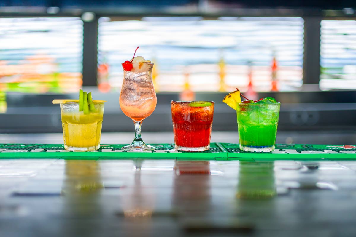 The flavourful line-up: kiwi mango splash, lychee melon cooler, midnight sorrel and lemon breeze.