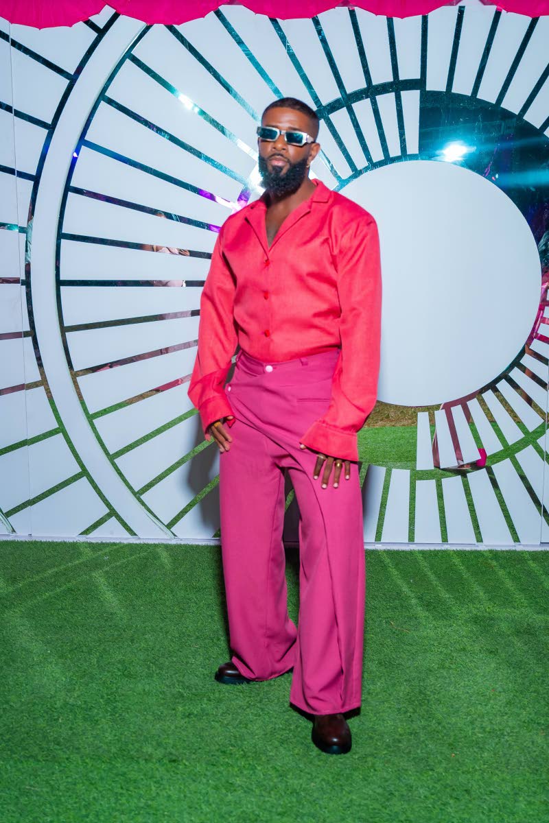 Stylist and designer Steven Morgan put the swagger in pink in his custom-made fit.
