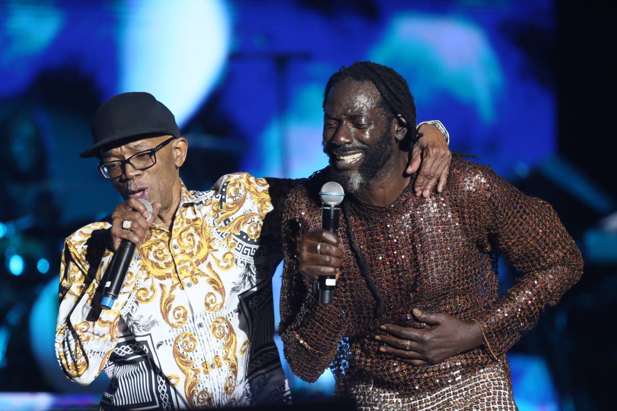 Beres Hammond (left) and Buju Banton performing at Intimate held on Saturday, January 4, 2025 at Plantation Cove, St Ann.