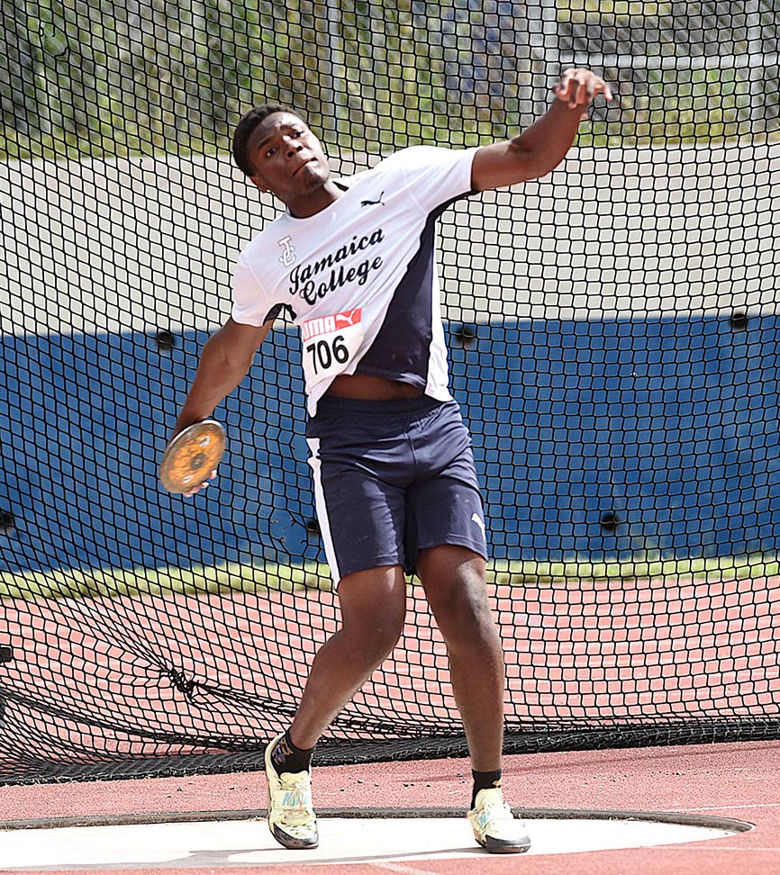 Jamaica College discus thrower, Joseph Salmon.