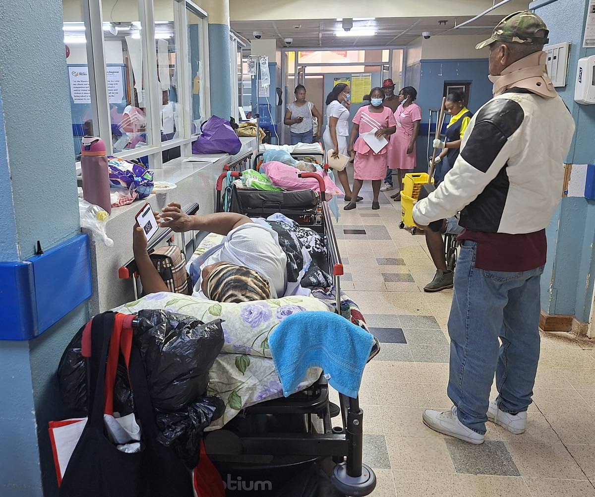 Emergency patients waiting for beds at the Mandeville Regional Hospital.