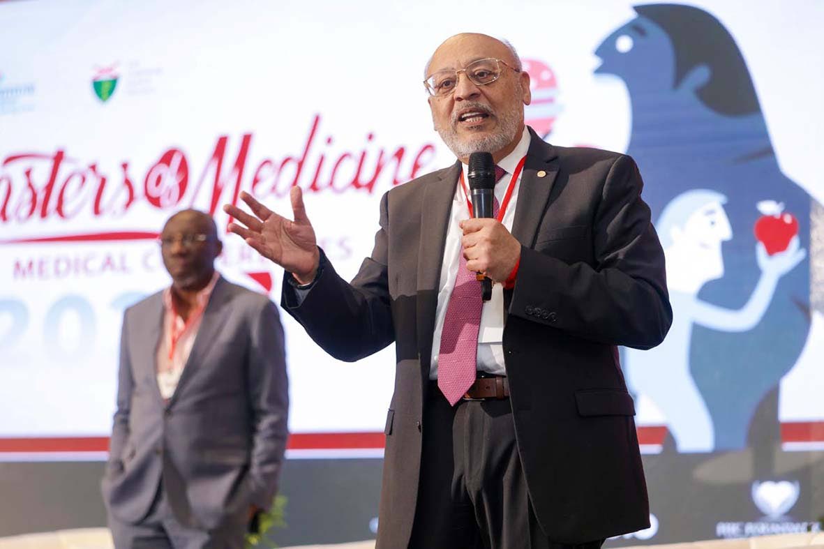 Prof. Ernest Madu, founder and chairman, Heart Institute of the Caribbean and Prof Jagat Narula, president of the World Heart Federation (foreground, right).