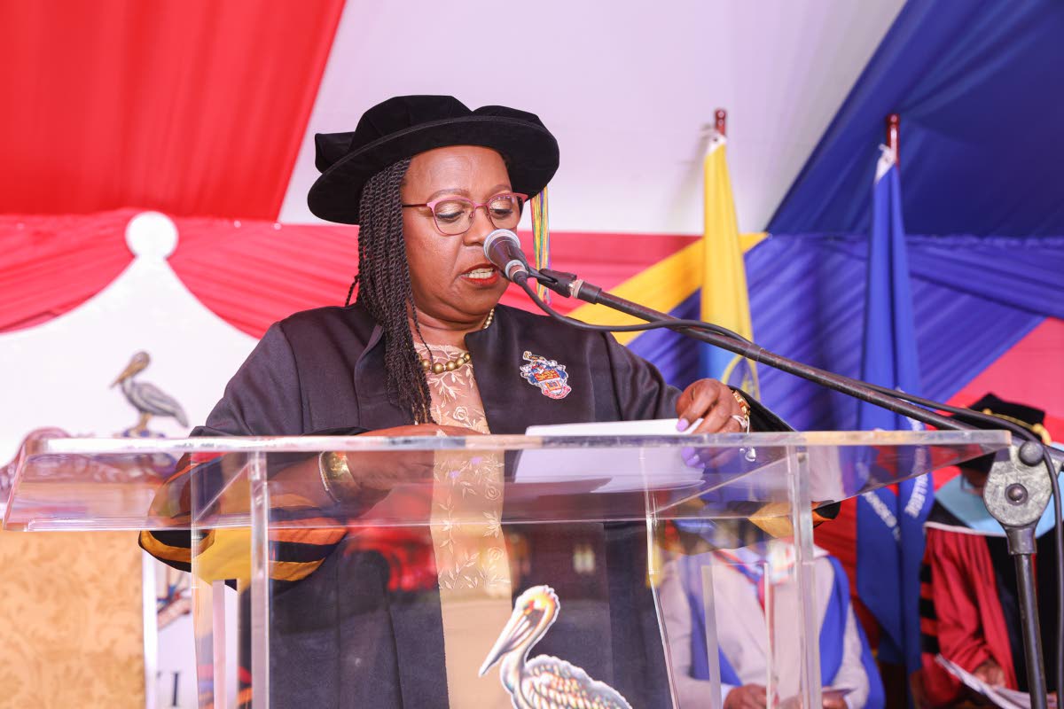 Professor Aldrie Henry-Lee, pro vice-chancellor for graduate studies and research at The University of the West Indies, Mona, addressing the graduates.