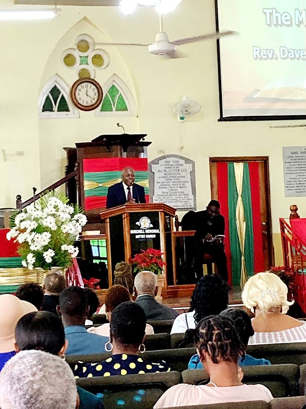 Rev Davewin Thomas at the tourism thanksgiving service, held at the Burchell Memorial Baptist Church on December 14, 2025, the eve of the start of the winter tourist season in Jamaica.