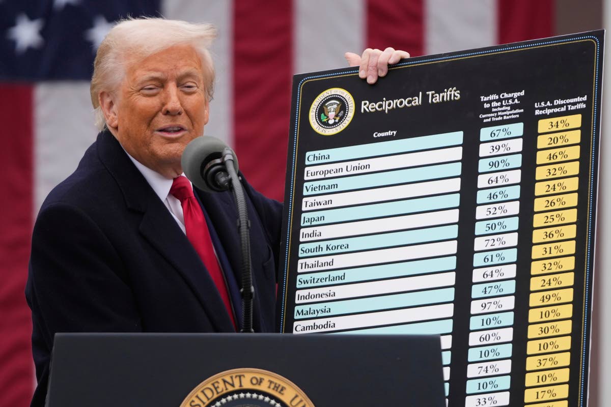 FILE - President Donald Trump speaks during an event to announce new tariffs in the Rose Garden at the White House, on April 2, 2025, in Washington. 