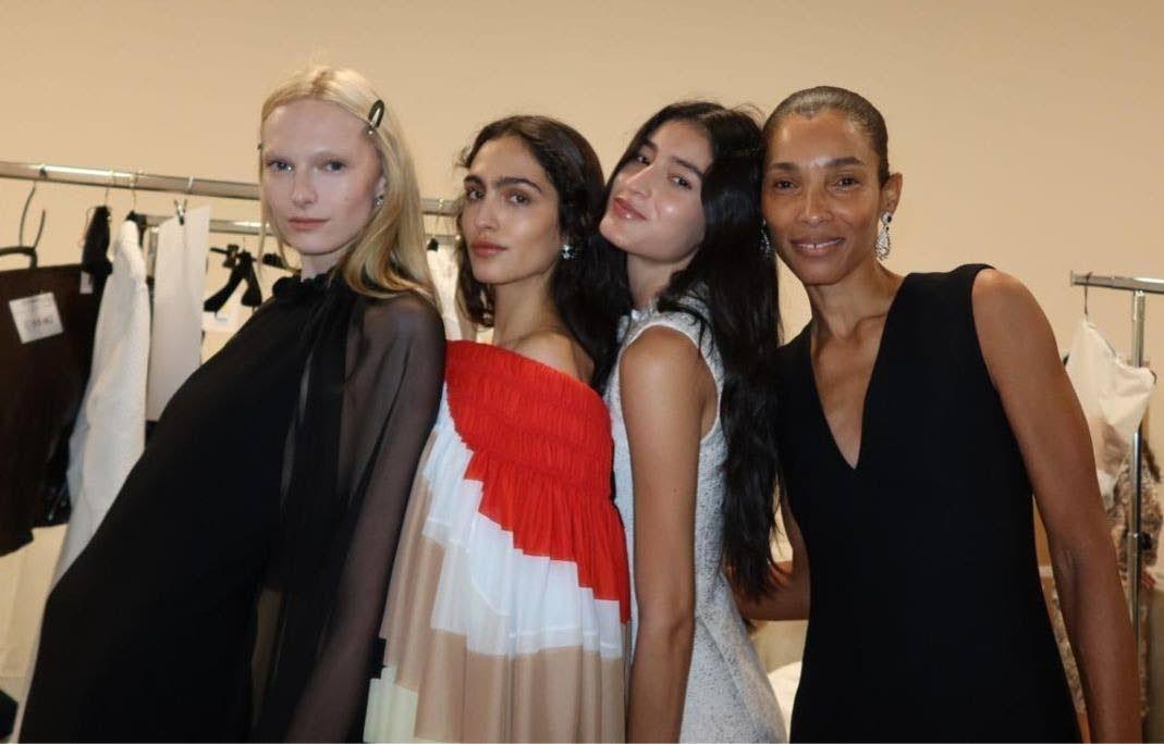 From left: It’s all model magic backstage (from left) Alex Consani, Sara Caballero, Luiza Perote and Romae Gordon. 