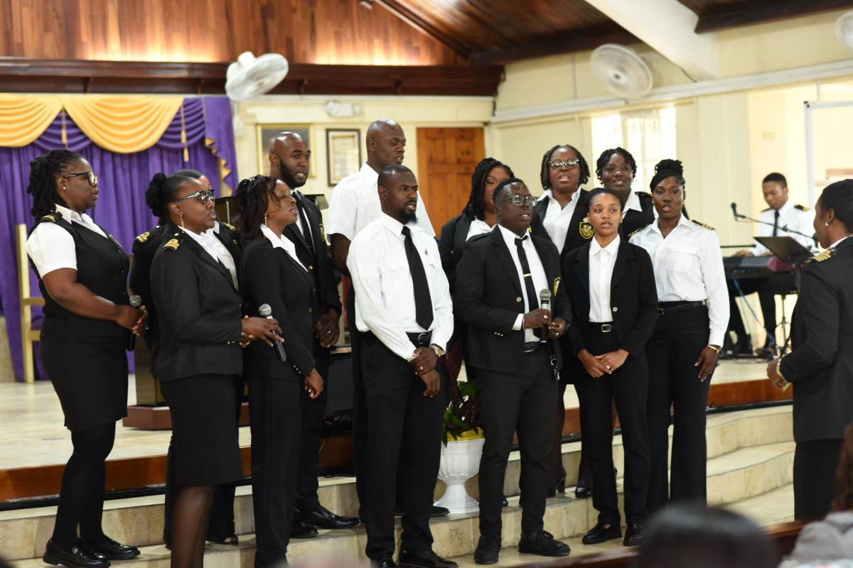 Hyacinth Mighty, operations manager at Port Handlers Limited, led the Customs Officers’ Choir in a spirited rendition of Order My Steps in Your Word during Sunday’s celebration of Customs Week 2026.