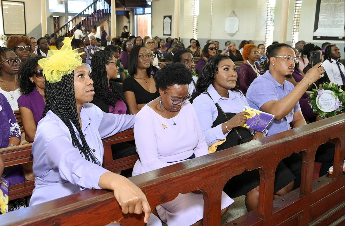 Family and friends gathered in shades of purple at the funeral for Soleta Thomas, held at the East Queen Street Baptist Church on January 24.