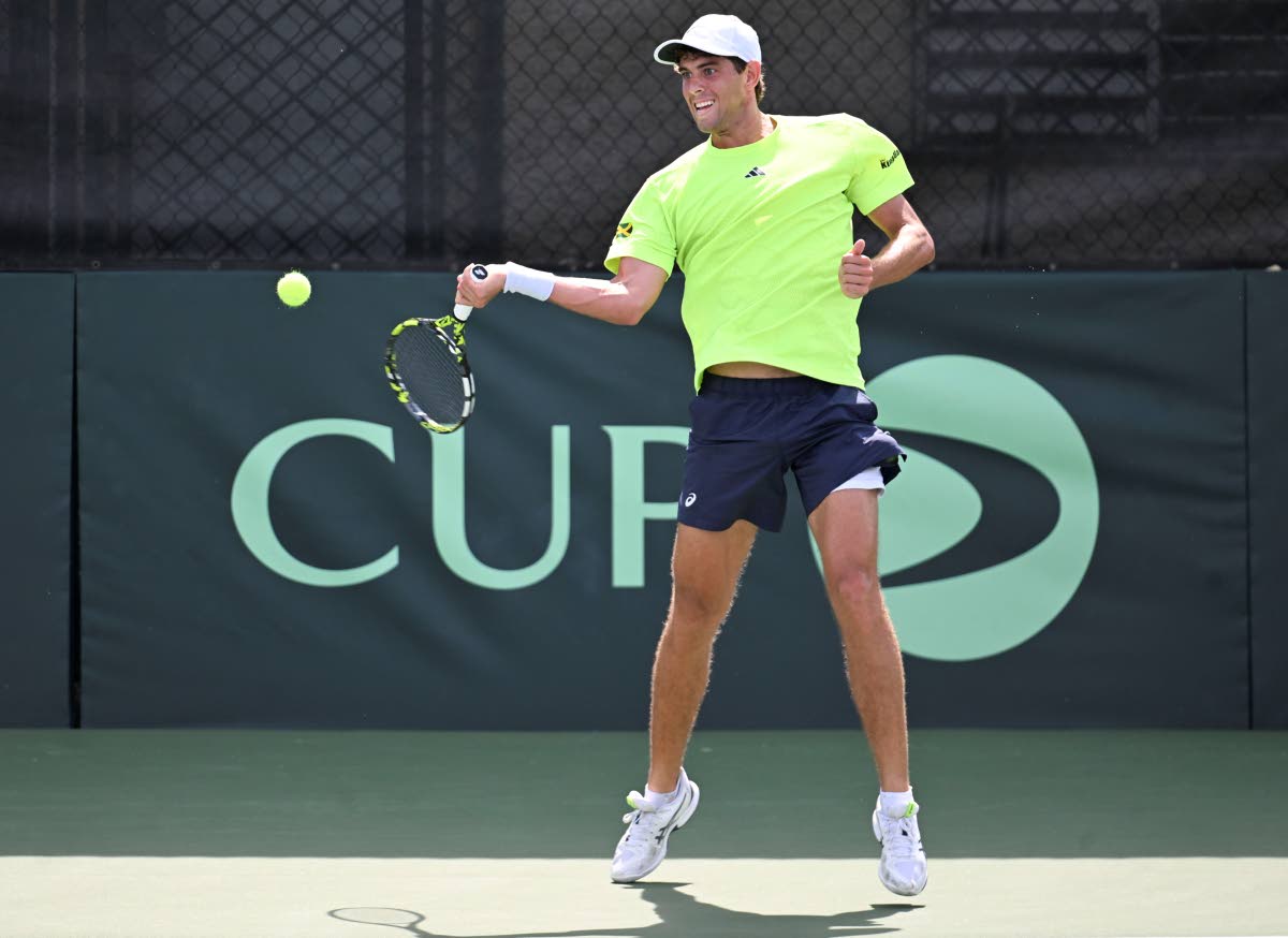 Blaise Bicknell playing in the Davis Cup against New Zealand in 2025.