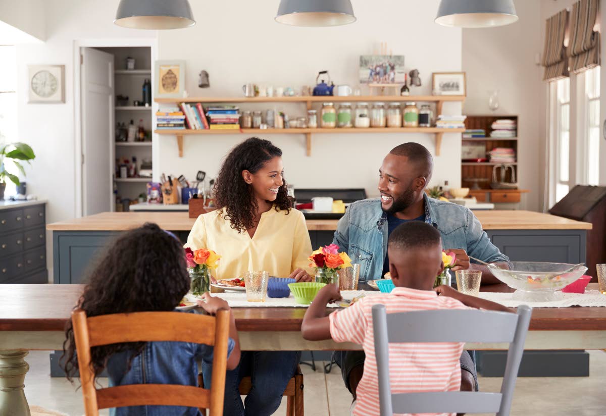 Representational image of a family having lunch.