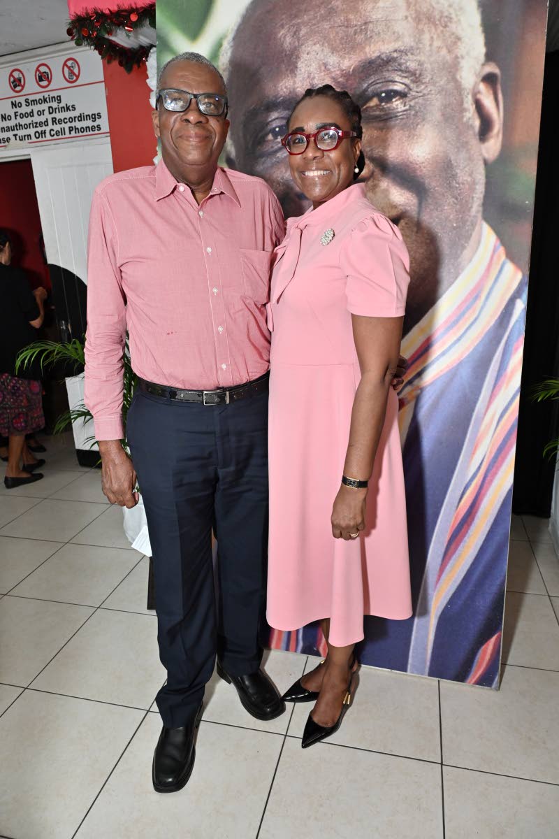 Michael Roofe, chairman of the Calabar Old Boys’ Association, and his wife, Ambassador Alison Stone Roofe, permanent secretary in the Ministry of National Security, strike a coordinated note in complementary shades of light red.